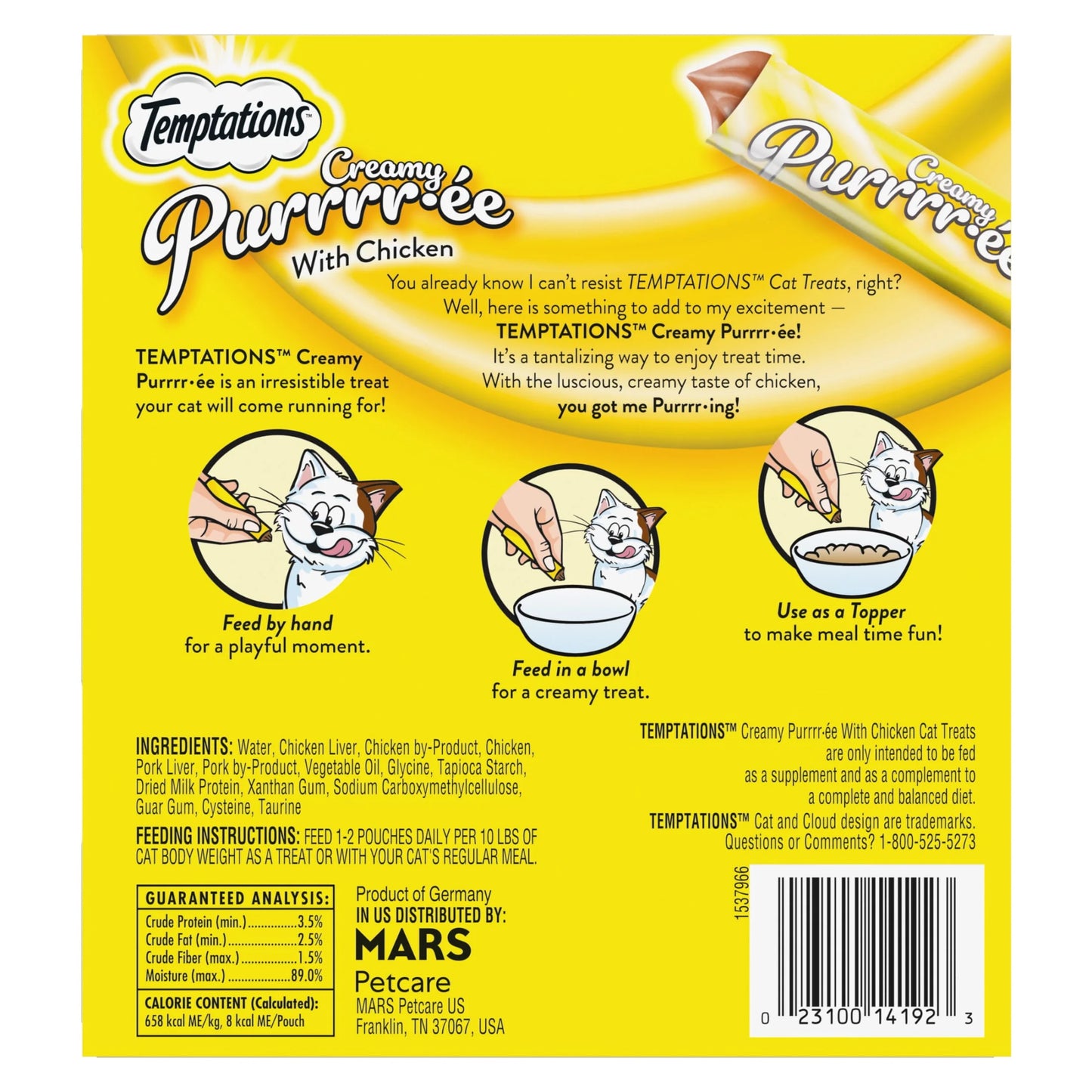Temptations Creamy Puree Mix-Ups Variety Pack Lickable Cat Treats, 0.42 Oz Tubes, 24 Pk